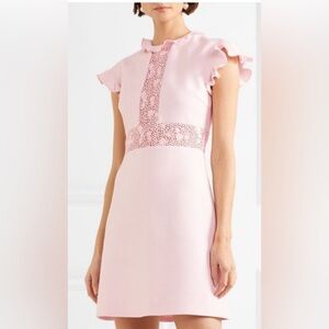 NWT Giambattista Valli Crepe Embroidered Lace Mini Dress Rosa Light Pink Size 48